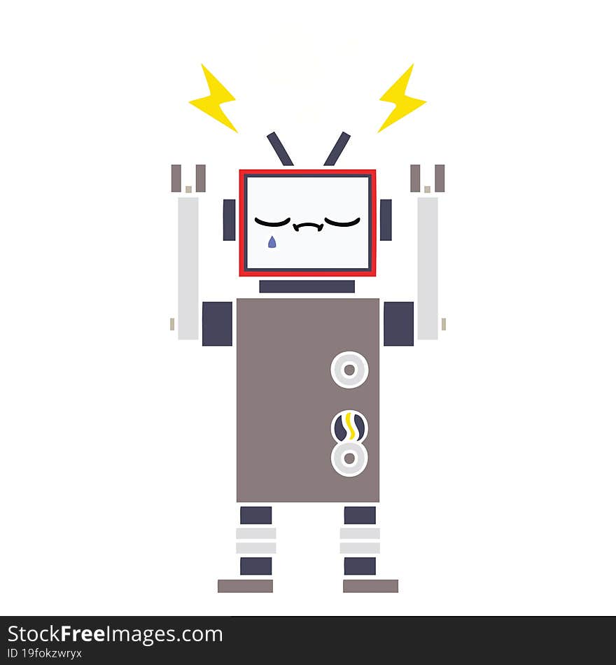 flat color retro cartoon of a robot