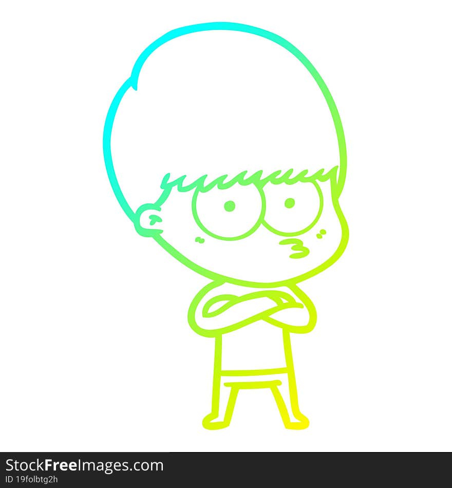 cold gradient line drawing nervous cartoon boy