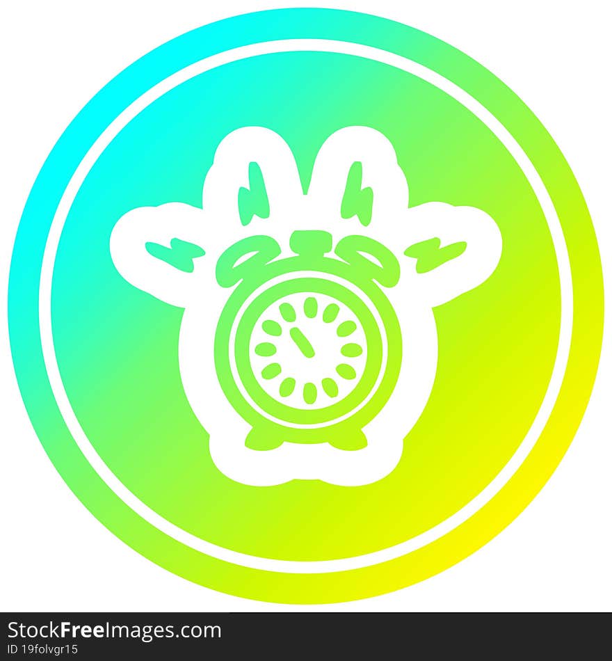 alarm clock circular icon with cool gradient finish. alarm clock circular icon with cool gradient finish