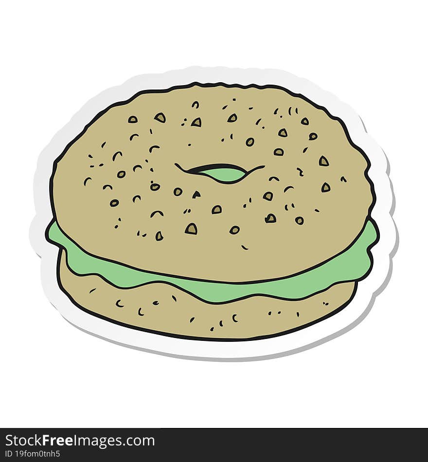 sticker of a cartoon bagel