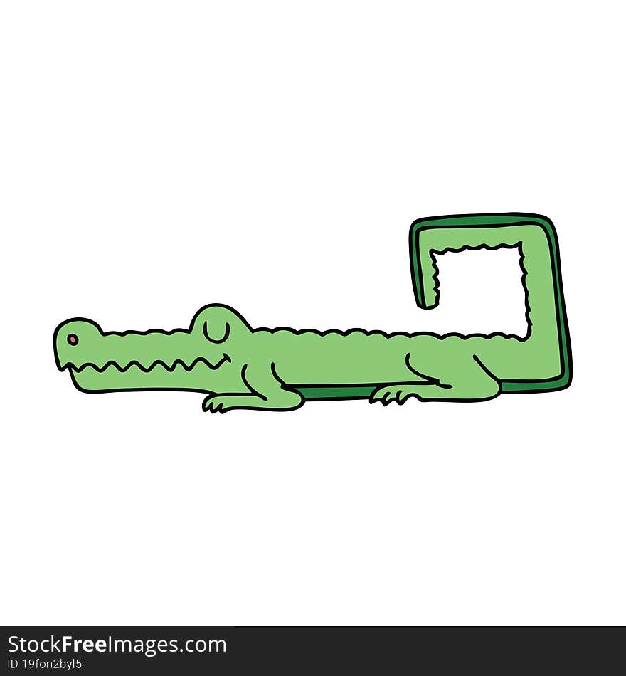 Quirky Hand Drawn Cartoon Crocodile