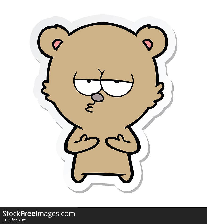 sticker of a bored bear cartoon