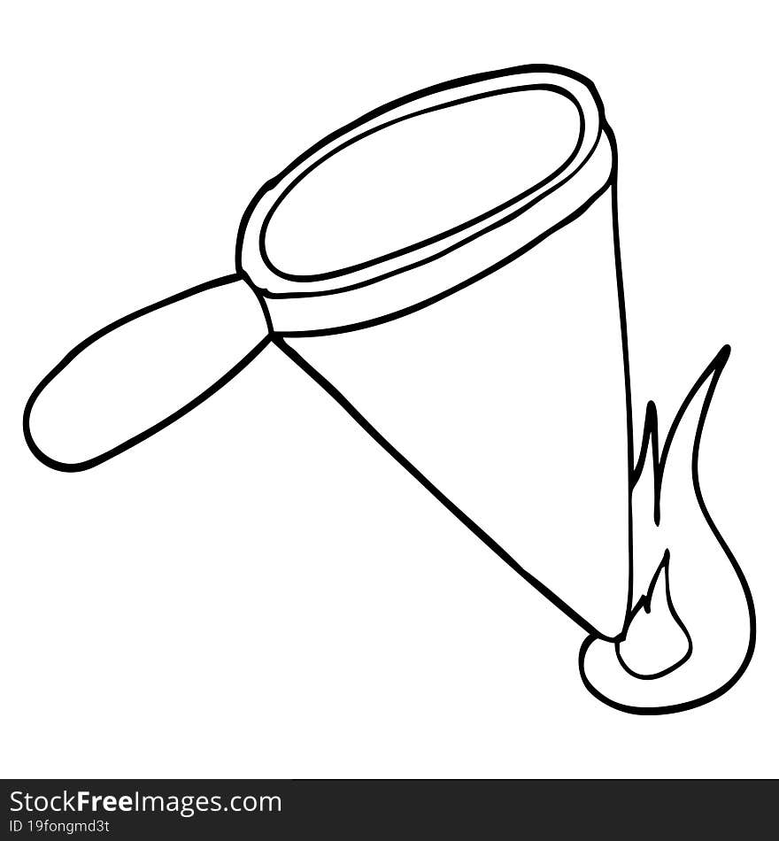 line drawing cartoon magnifying glass