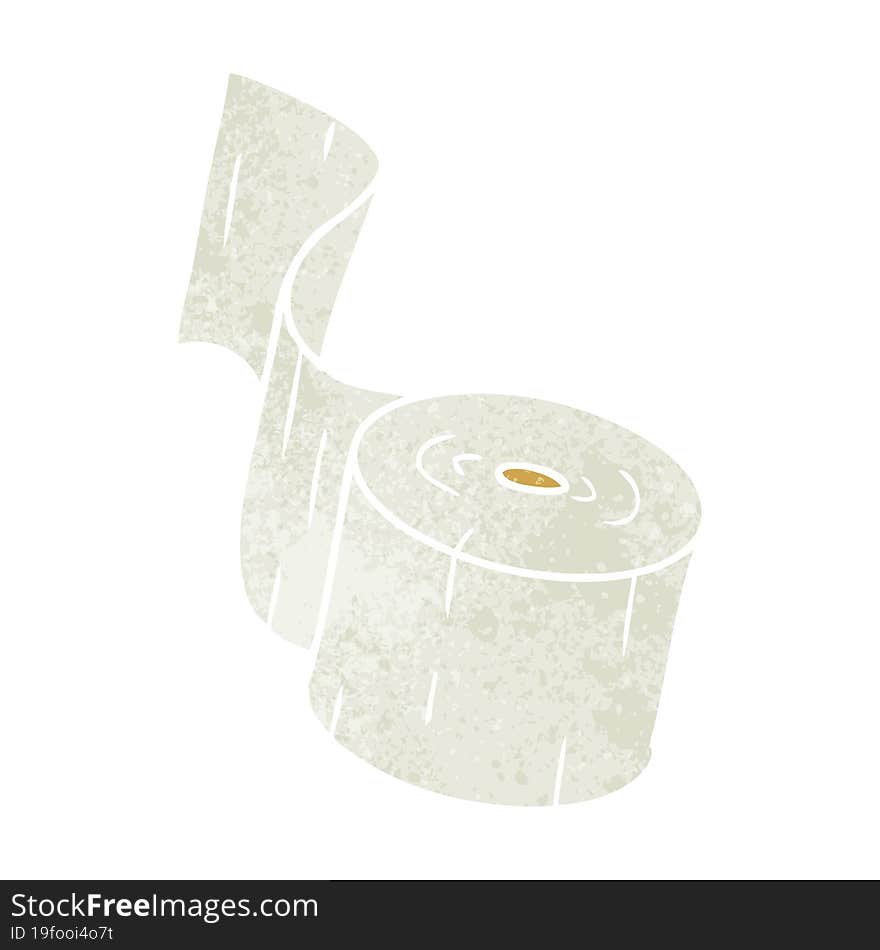 retro cartoon doodle of a toilet roll