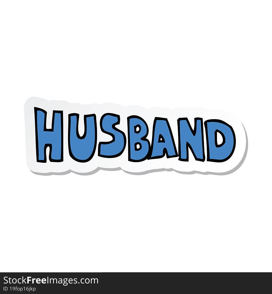 sticker of a cartoon word husband