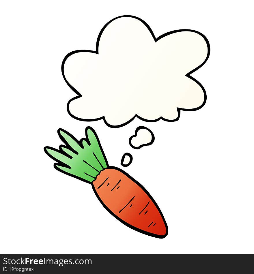 cartoon carrot and thought bubble in smooth gradient style