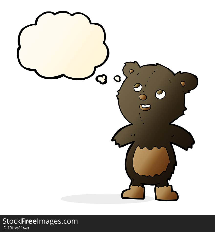 cartoon black bear with thought bubble