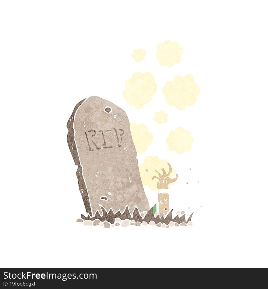 cartoon zombie rising from grave