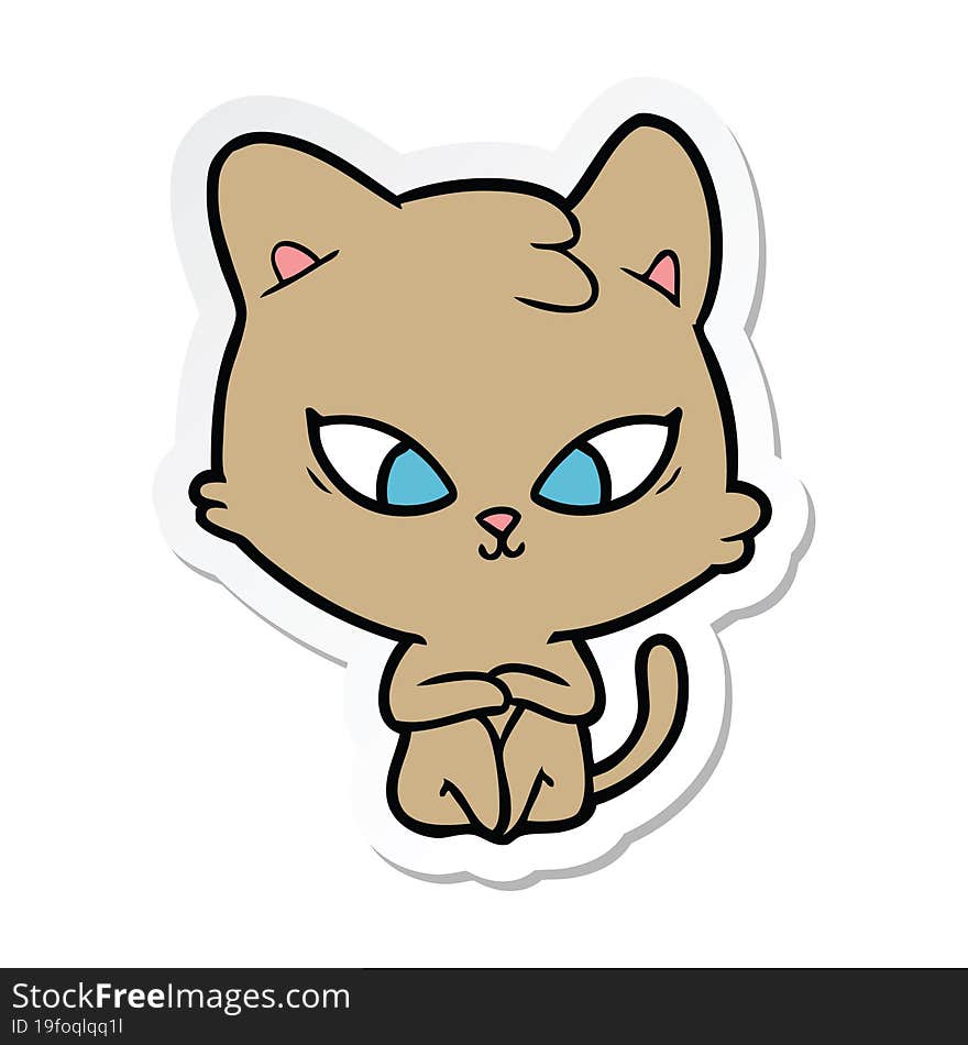 Sticker Of A Cute Cartoon Cat