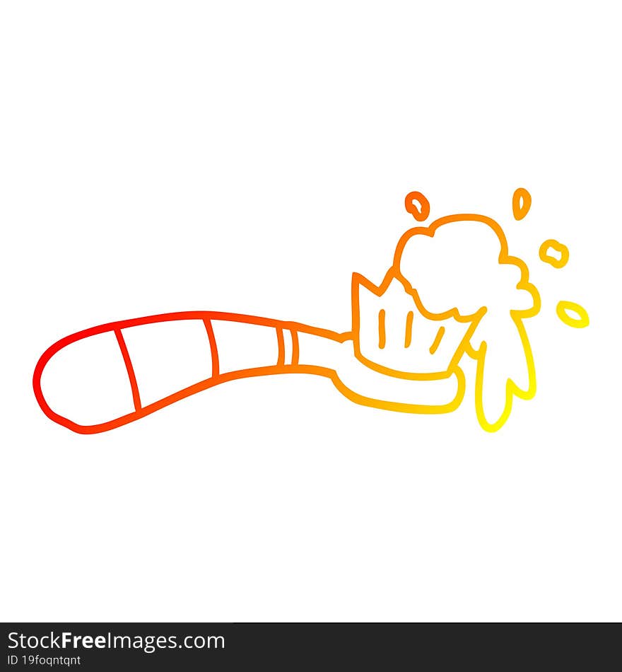 warm gradient line drawing of a cartoon toothbrush