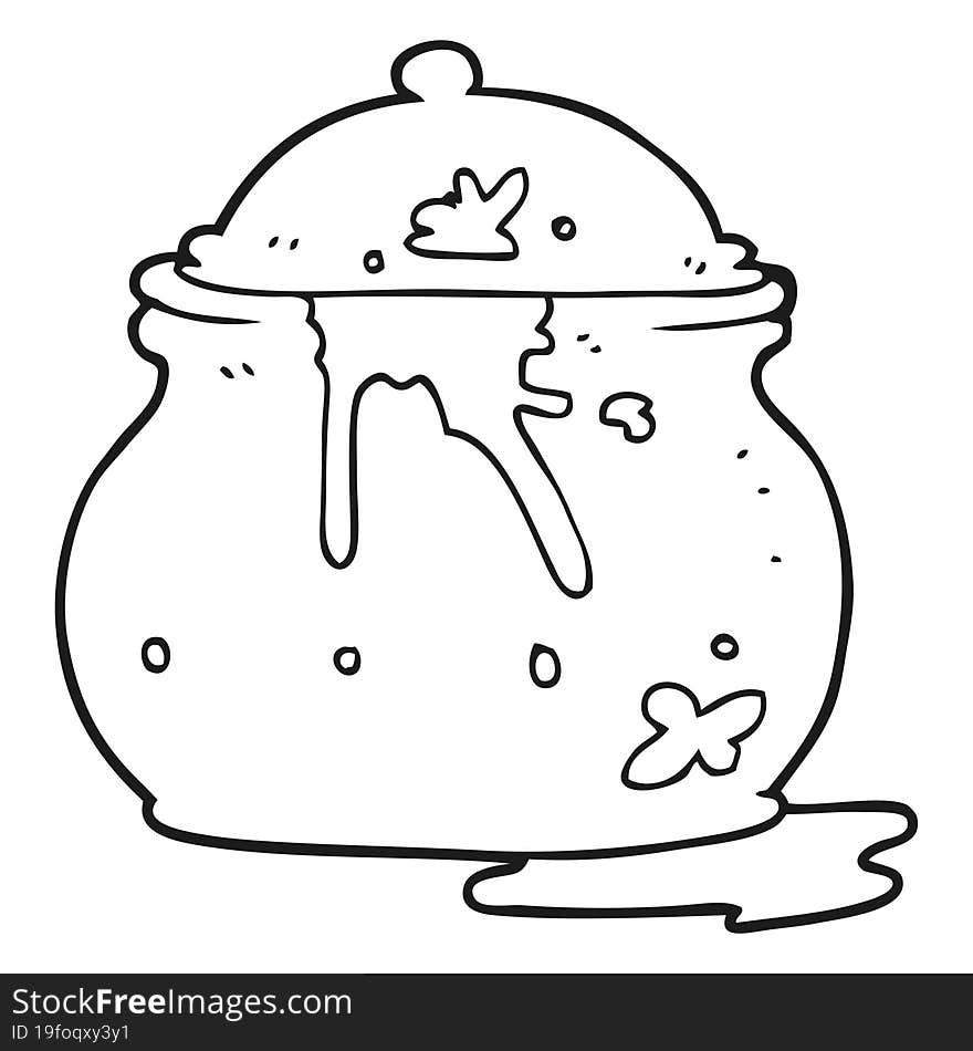 black and white cartoon messy mustard pot