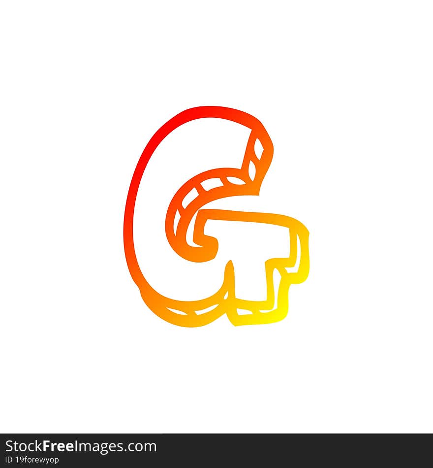 warm gradient line drawing of a cartoon letter g