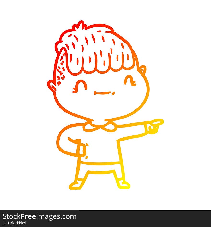 warm gradient line drawing cartoon friendly boy