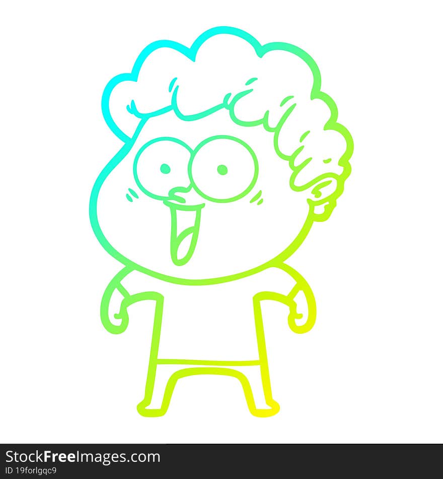 cold gradient line drawing cartoon happy man