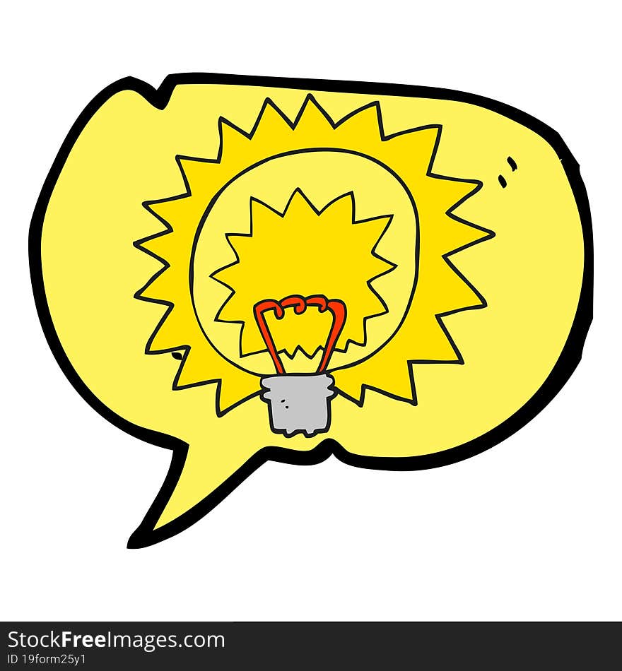 freehand drawn speech bubble cartoon light bulb