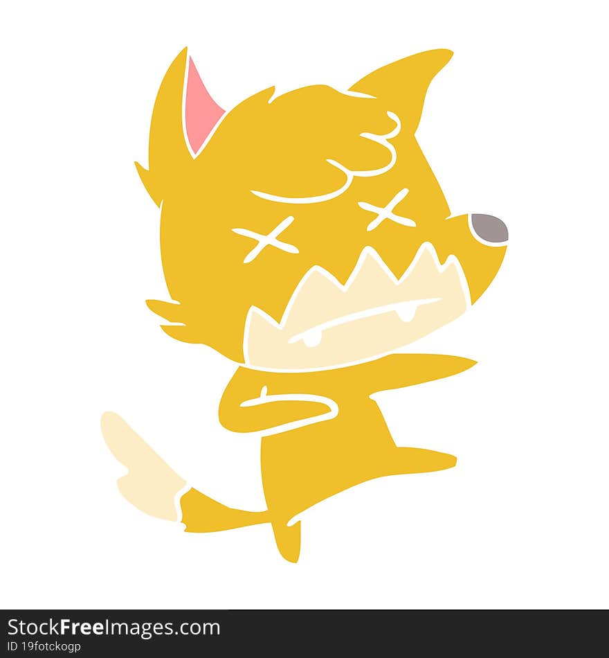 flat color style cartoon dead fox