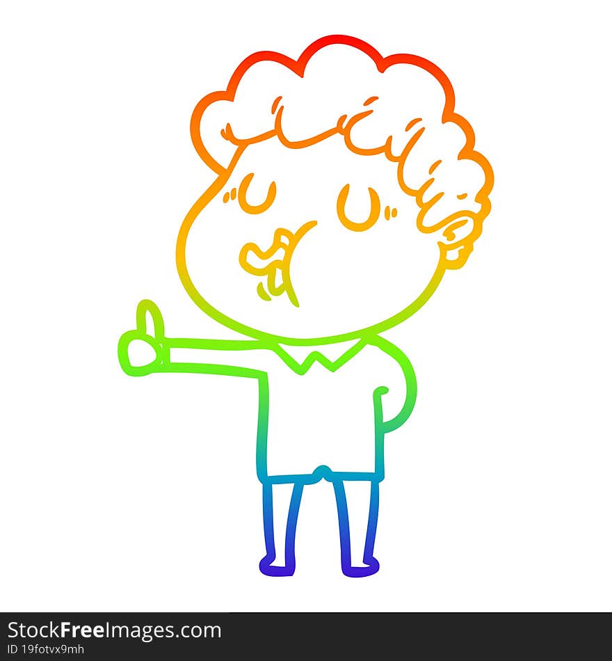 rainbow gradient line drawing cartoon man singing