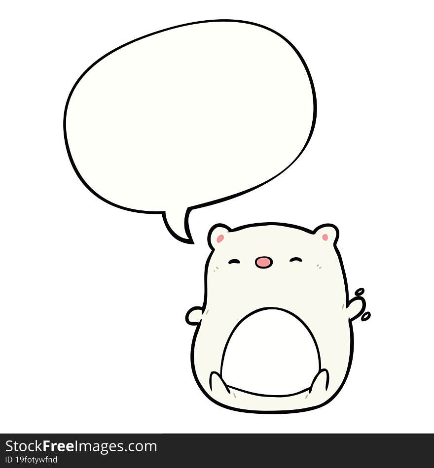 cute cartoon polar bear and speech bubble