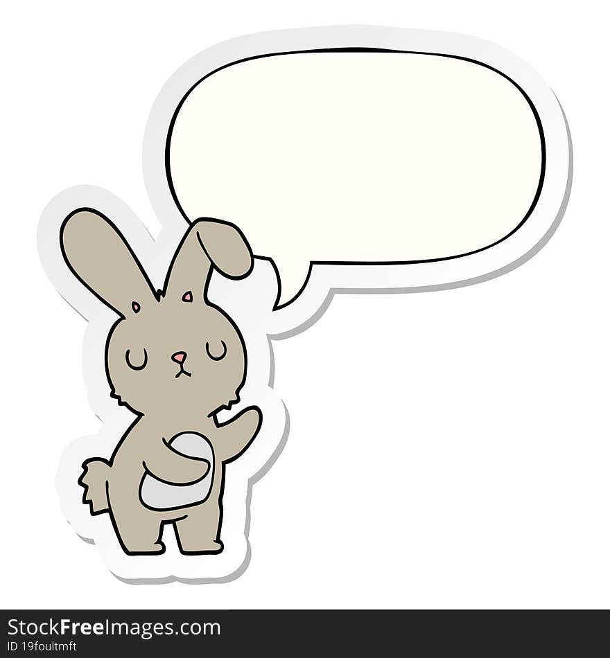 cute cartoon rabbit with speech bubble sticker