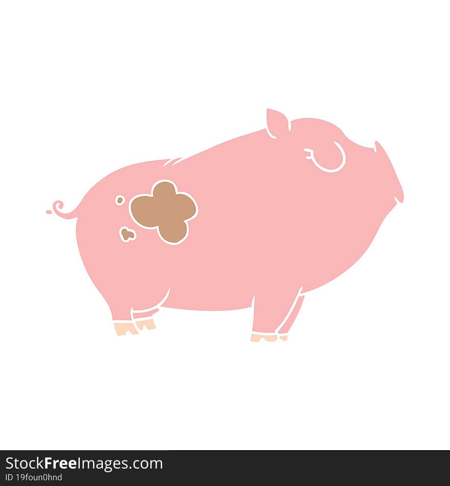 flat color style cartoon pig