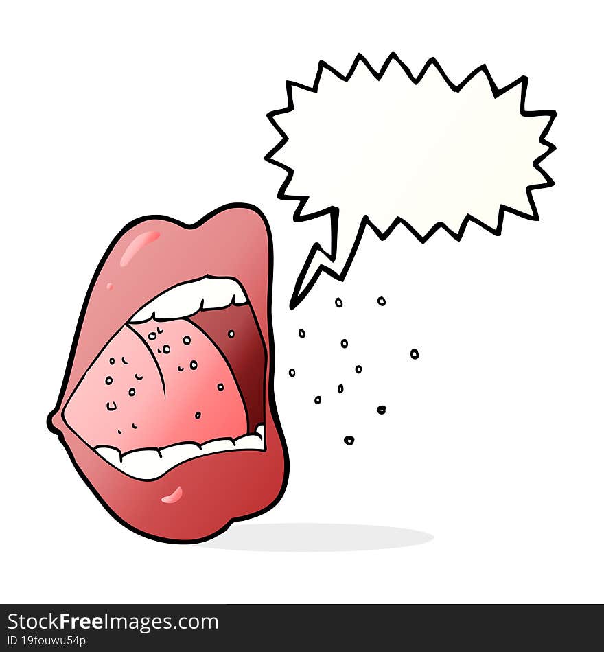 cartoon sneezing mouth with speech bubble