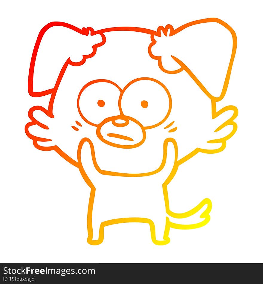 warm gradient line drawing nervous dog cartoon