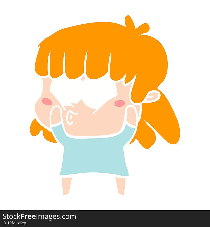 flat color style cartoon surprised girl