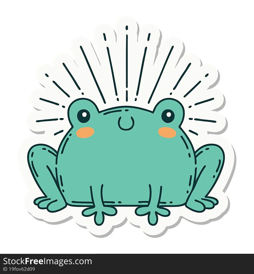 sticker of tattoo style happy frog