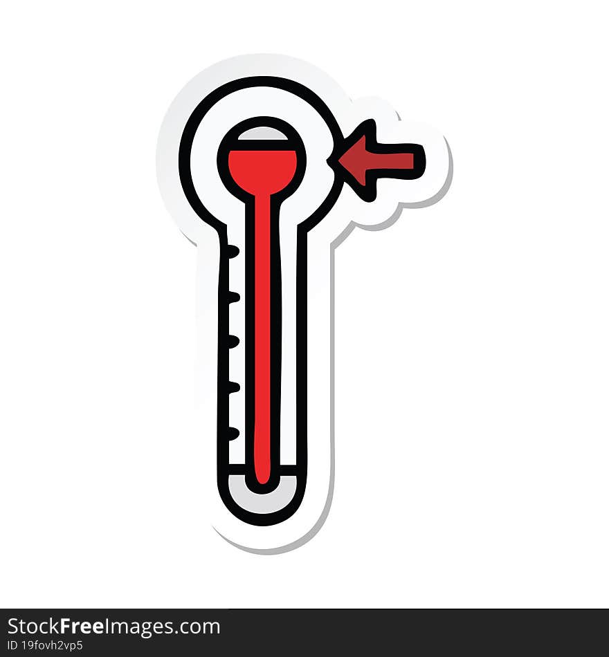 sticker of a cute cartoon hot thermometer