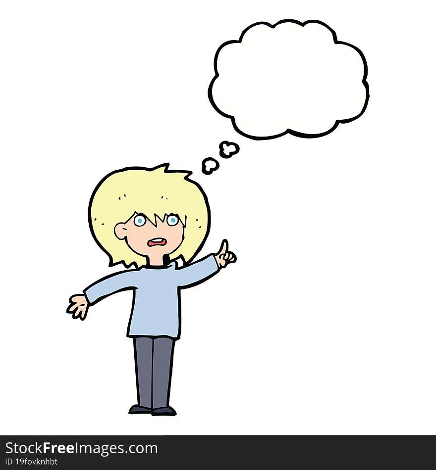 cartoon woman asking question with thought bubble