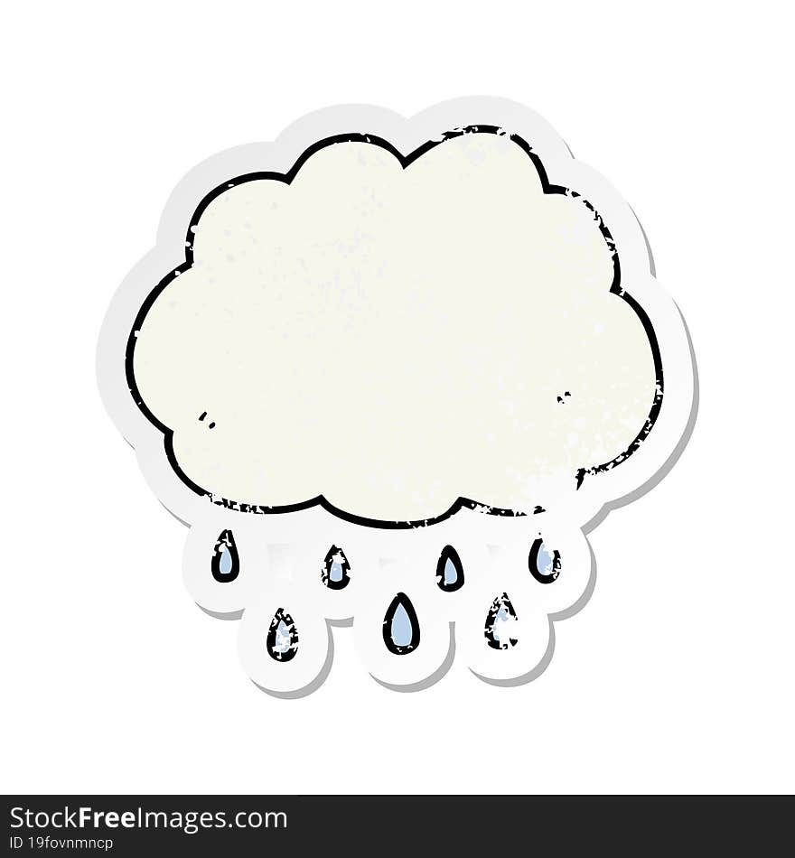 distressed sticker of a cartoon rain cloud