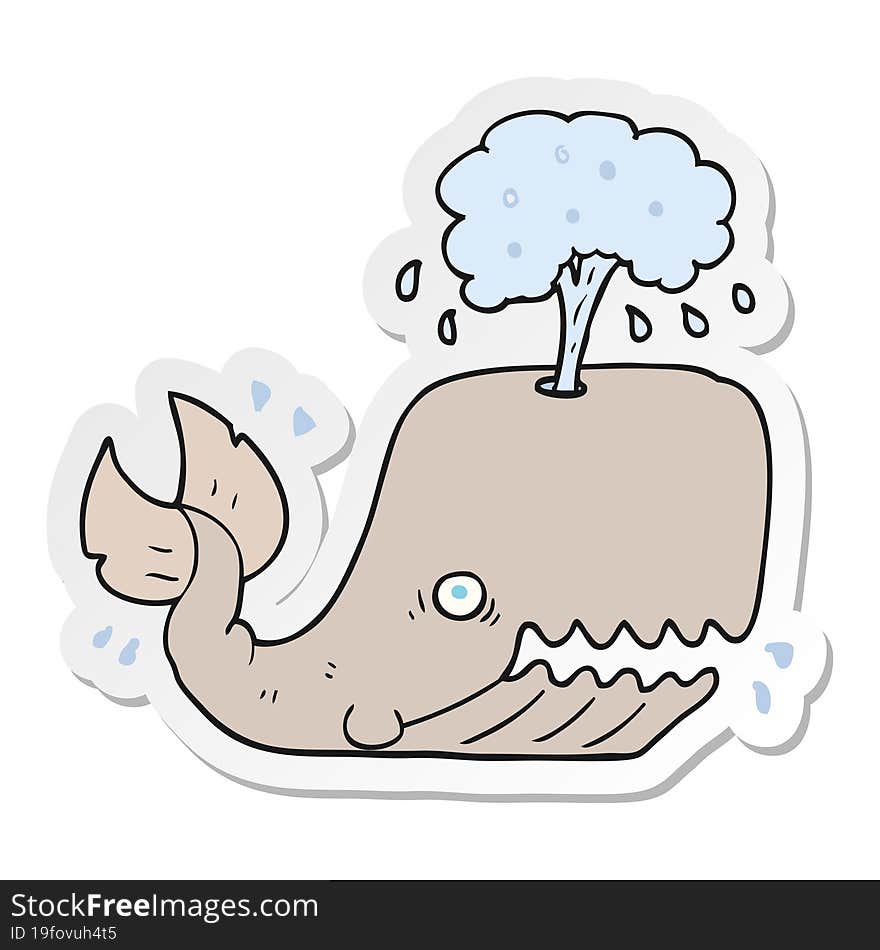 Sticker Of A Cartoon Whale Spouting Water