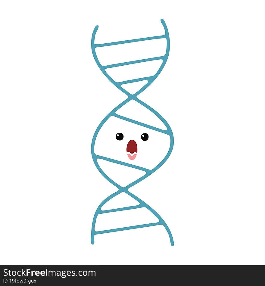 Flat Color Retro Cartoon DNA Strand