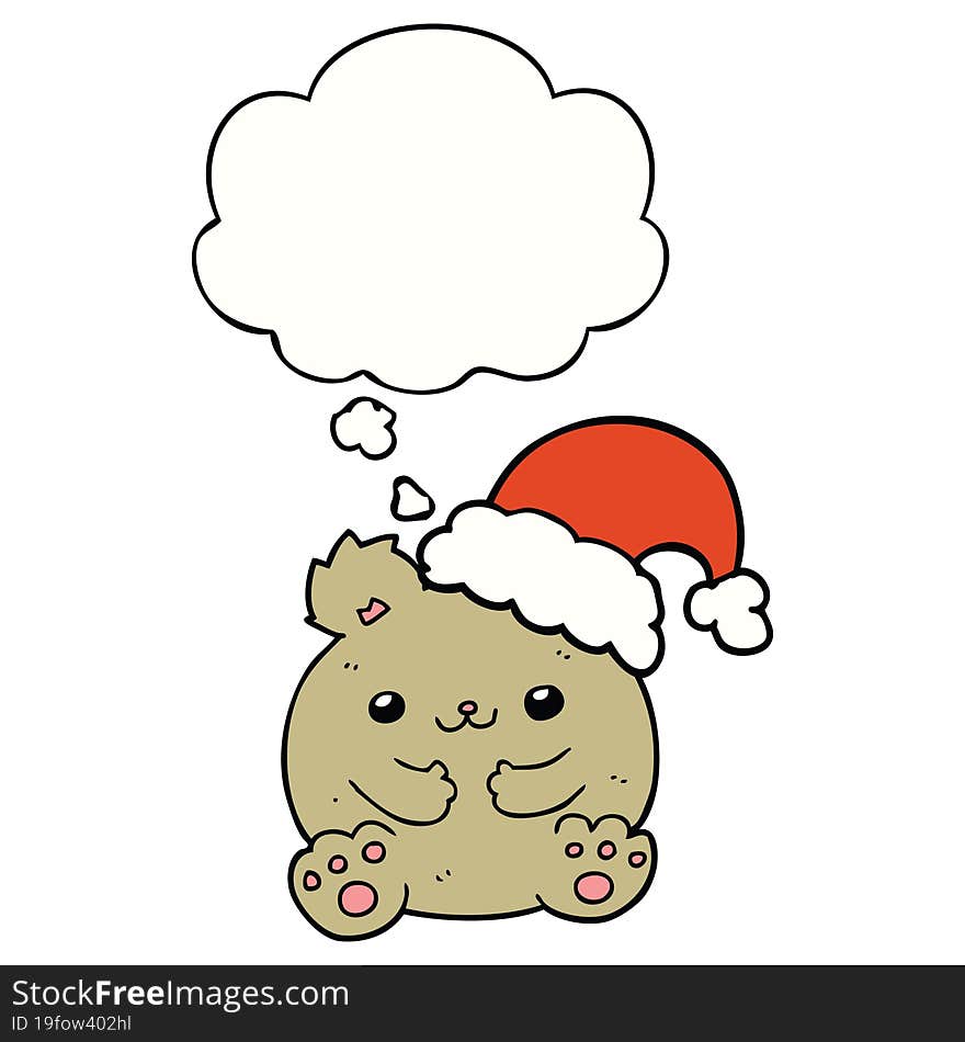 cute cartoon christmas bear with thought bubble