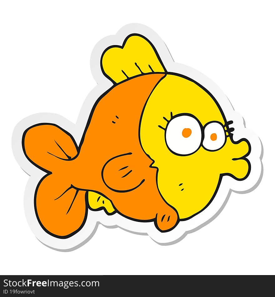 sticker of a funny cartoon fish