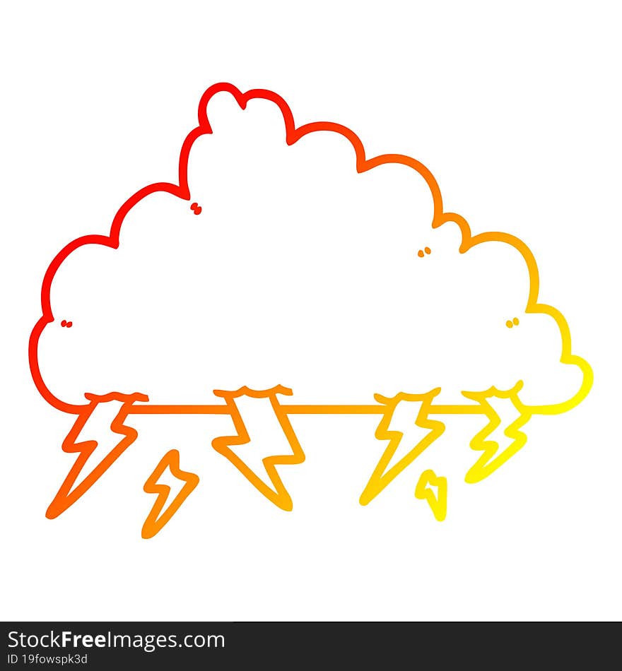 warm gradient line drawing cartoon thundercloud