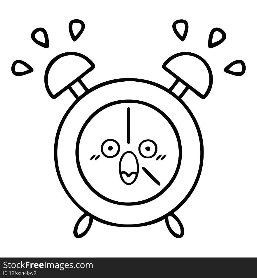 Line Drawing Cartoon Alarm Clock