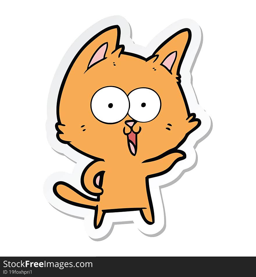 sticker of a funny cartoon cat