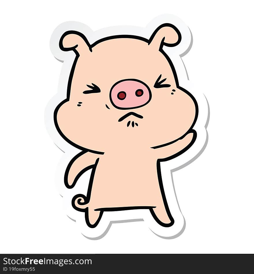 sticker of a cartoon grumpy pig