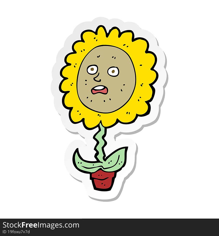 sticker of a cartoon flower with face