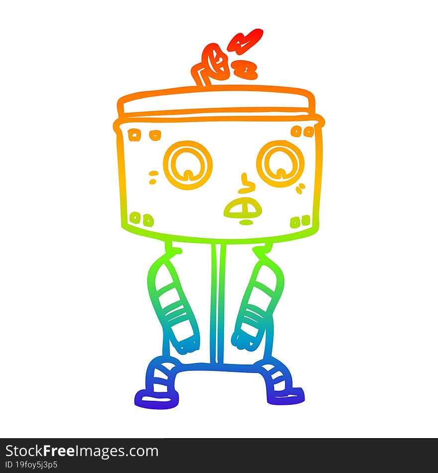 rainbow gradient line drawing cartoon robot