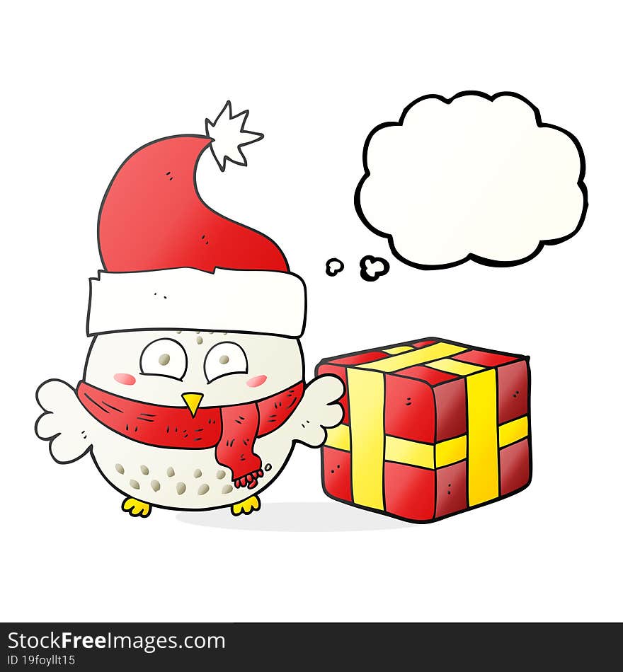 thought bubble cartoon christmas owl