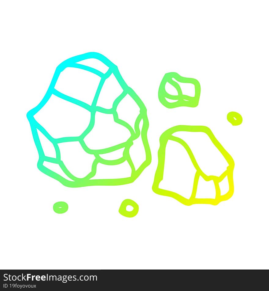 cold gradient line drawing cartoon rocks