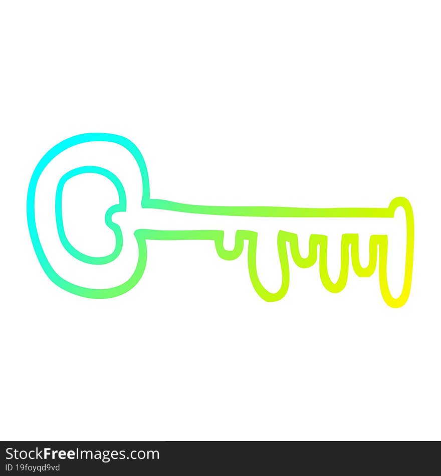 Cold Gradient Line Drawing Cartoon Gold Key