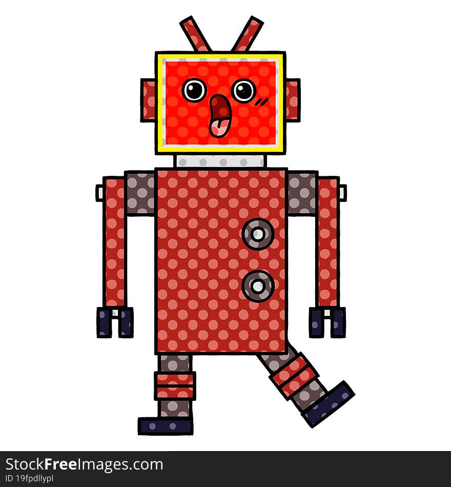 Comic Book Style Cartoon Robot