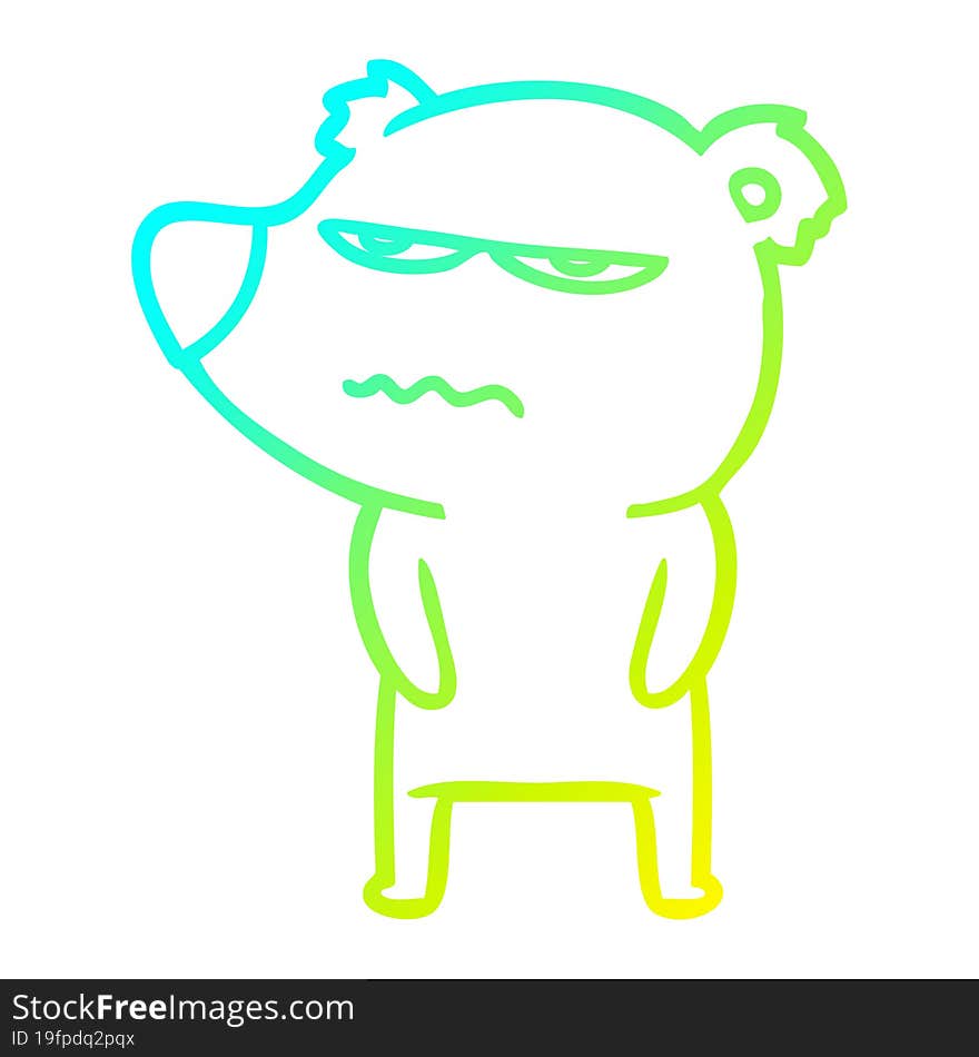 cold gradient line drawing angry bear polar cartoon