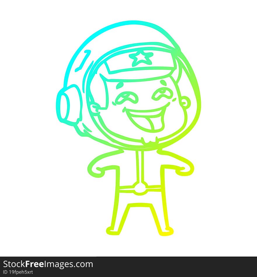 cold gradient line drawing cartoon laughing astronaut