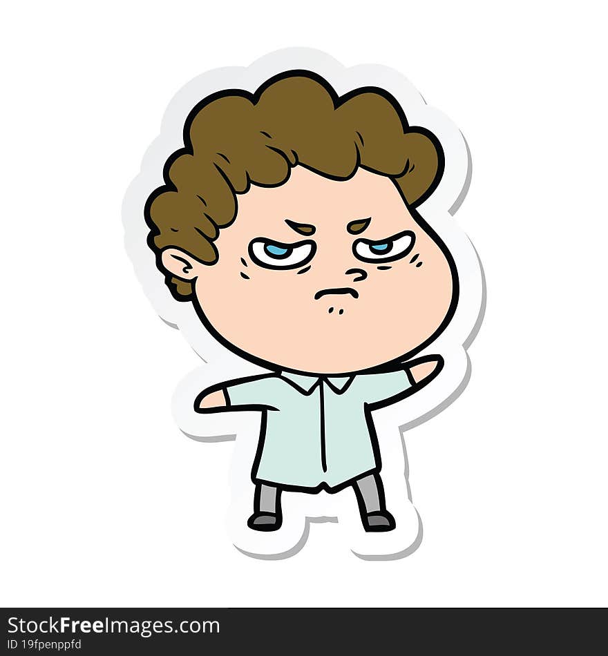 sticker of a cartoon angry man