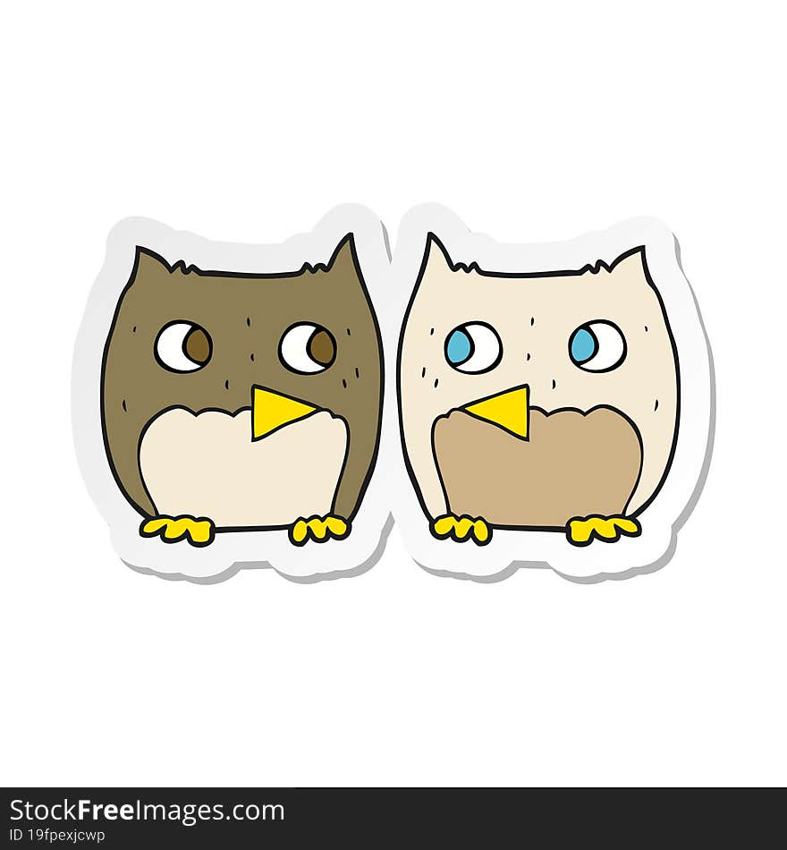 Sticker Of A Cute Cartoon Owls