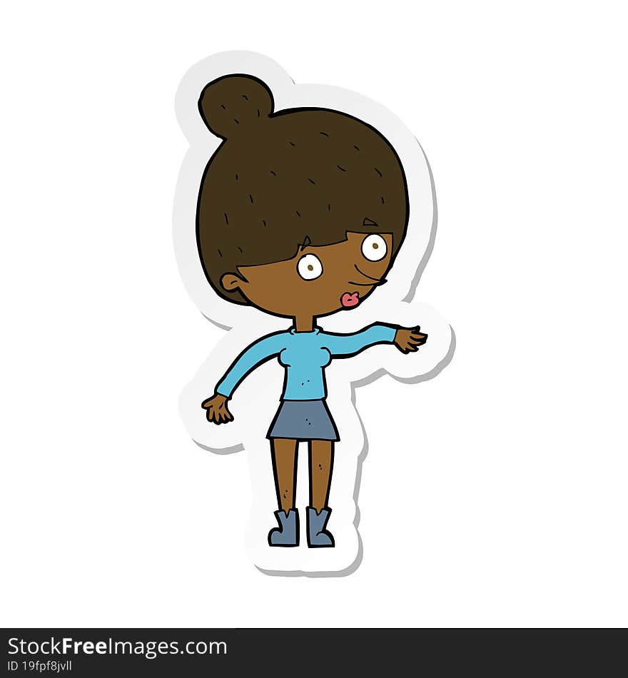 Sticker Of A Cartoon Surprised Woman